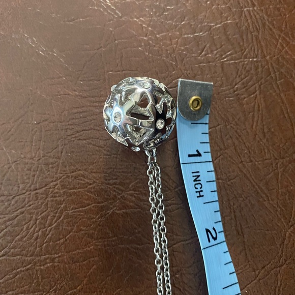 Guess Silver Floral Whimsical Ball Necklace with Crystal Flower Pendant, NWOT - Picture 10 of 14